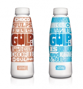 Gulp饮奶昔包装设计-有香草，巧克力，草莓和香蕉口味