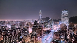 智利圣地亚哥车流城市夜景