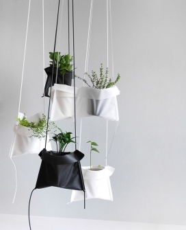 挂饰布袋植物盆-采用柔软的布材料，在可调节的情况下，可以让你随时随地挂你的植物盆景-来自韩国HEAN设计工作室