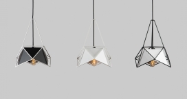 探索现代照明的理念-U32-1-三角形几何金属吊灯设计-不同方向看都呈现不同角度