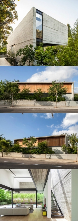 特拉维夫玻璃和钢组成的现代主义风格家-以色列Pitsou Kedem建筑工作室设计-510平方米，采用悬臂式混凝土箱和玻璃墙创建的上世纪50年代现代主义风格房屋