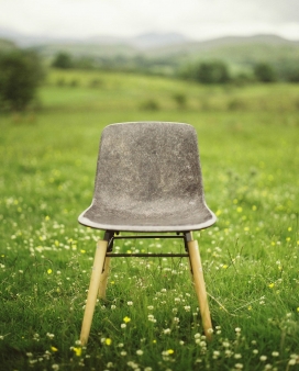 坚实羊毛制成的桌椅-一个美丽独特的可持续的复合材料，外观像玻璃纤维