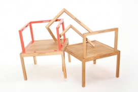 新加坡JiaHao LIAO年轻设计师作品-在使用实木巴黎手工制作，现代的线条。一个迷你清洁、多结构模块化的家具，它由一个椅子，咖啡桌，凳子，巢在一起。创造灵感来自景观光定位