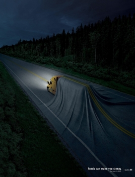 道路是可以让你昏昏欲睡的-SAAQ驾校公益平面广告