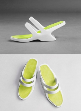 探索挑战-3D打印鞋这是一款-结合皮革，木材，塑料，LED的女拖鞋