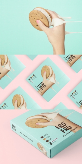 FRO FRO™-新冰淇淋饼干品牌包装设计-一个简单易记的名称品牌构想，创造一个持久的印象，尤其是对孩子。