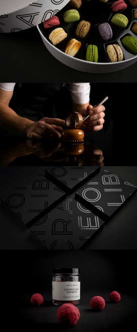 吸引你的眼睛和你的胃-挪威美食手工Craig Alibone马卡龙饼干巧克力包装设计-精致引人注目的包装，每个方面都对细节做了美学处理，标志是基于一个手绘的字体，给予了品牌一个独特的表达和强调工艺，令人难以置信