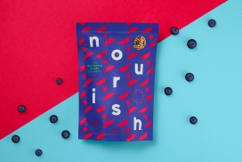 Nourish零食小吃包装设计-疯狂大胆的对角线-灵感来自多彩条纹的马戏团零食
