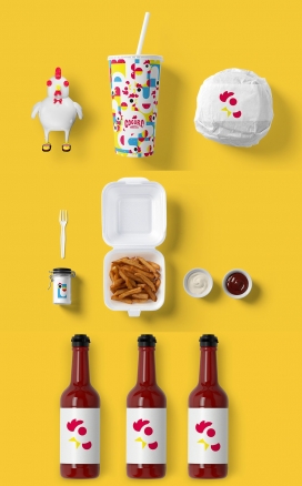 超级动态的Cocoro Rooster鸡肉餐厅品牌包装设计