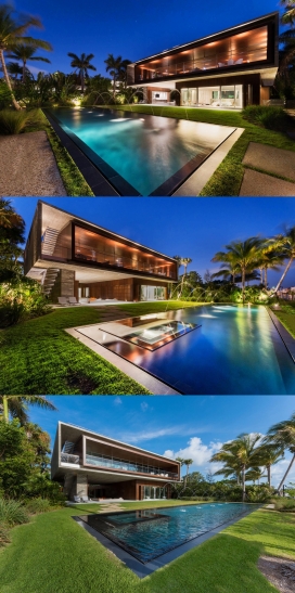 一个豪华带屋顶花园和游泳池的迈阿密海滩度假别墅