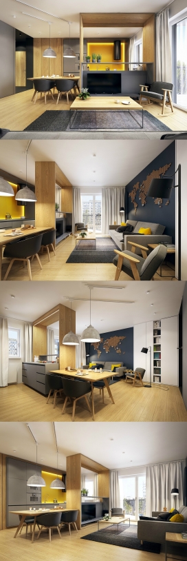 一个现代斯堪的纳维亚创意特色北欧公寓
