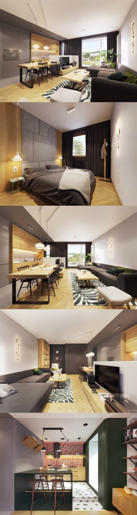 融合了个性与极简主义色彩的紧凑型公寓