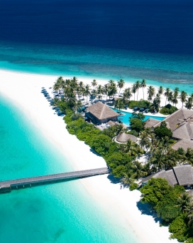 高清晰蓝色马尔代夫度假屋壁纸