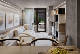 配对柔和的色调和原始纹理的纽约公寓室内设计