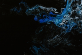 流淌的黑蓝色液态抽象图