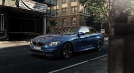 蓝色宝马M4汽车CGI渲染