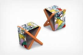 折叠起来可以变成带框架画的凳子
