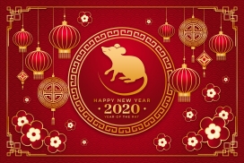 黄金中国新年概念喜报