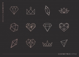 简洁的几何钻石皇冠形状集