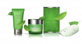 绿色玻璃罐面膜面具护肤品素材下载