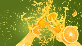 碰撞的脐橙果汁果片