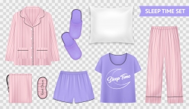 粉红与紫色的女性睡衣睡裤素材