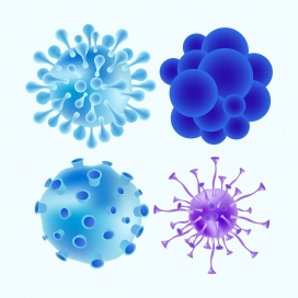 各种形态的蓝紫色冠状病毒写真图