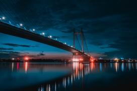 城市大桥江景夜景图