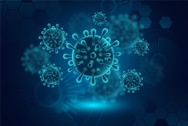 蓝色新冠病毒写真素材图