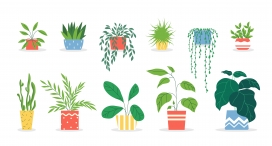 绿色卡通盆栽植物素材