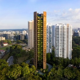 阳台上到处都是植物的新加坡摩天大楼