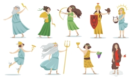 希腊神话奥林匹亚女神矢量插图集