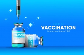 冠状病毒疫苗瓶注射器背景素材