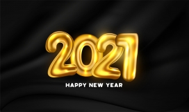 新年快乐-胖乎乎的金色2021立体新年字