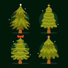 卡通绿色圣诞树素材下载