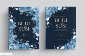 BUDI SUSI蓝色花卉海报素材下载
