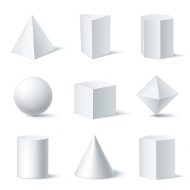 白色立体几何图形素材下载