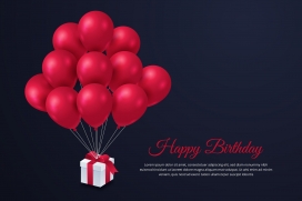 生日快乐红色气球礼物素材下载