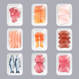 精致的海鲜肉类保鲜盒素材下载