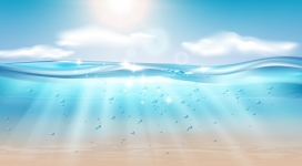 波光粼粼的湛蓝海面阳光素材下载