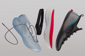 采用 3D 打印可提供舒适、缓冲和牵引力部件具有绿色心脏的模块化篮球鞋
