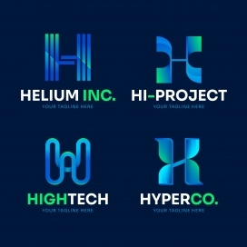 蓝色字母H标志logo素材下载