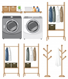 现代阳台洗衣机晾衣架素材下载