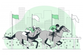 绿色卡通骑马比赛素材下载