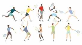 卡通羽毛球网球运动素材下载