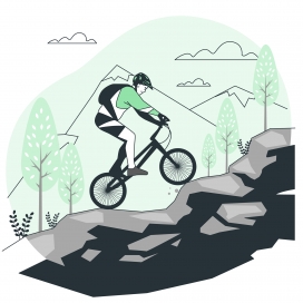 绿色卡通自行车极限登山运动素材下载