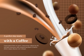 咖啡色飞溅咖啡创意海报素材下载
