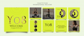 时尚黄颜色的国际瑜伽日宣传册