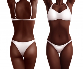 非裔美黑人女性白色内衣模特素材下载