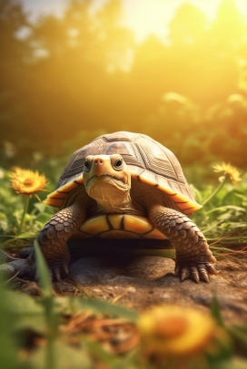 阳光灿烂下的陆龟